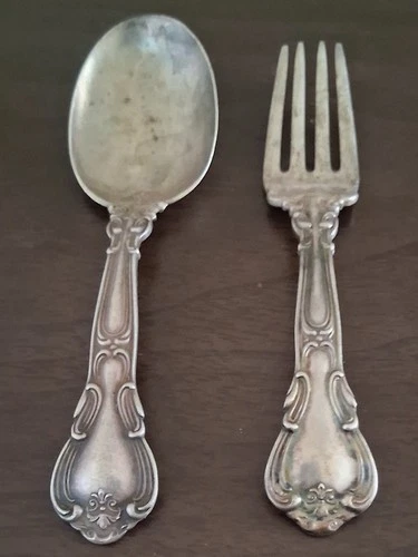 Pat. 1895  Chantilly By Gorham Sterling Silver Baby Fork & Spoon