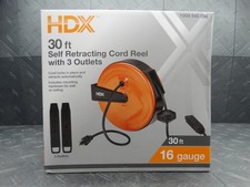 HDX 30 ft. 16/3 Retractable Cord Reel with 3 ...
