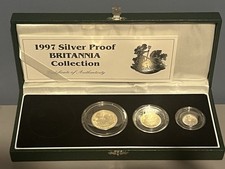 1997 Silver Proof Britannia Collection. Box and COA 3 Coin Set (Missing The 1oz)