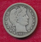 1912 BARBER SILVER QUARTER **VERY NICE CIRCULATED FINE** FREE SHIP!!