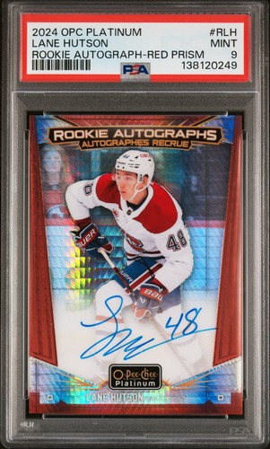 2024 O-Pee-Chee Platinum  #RLH Lane Hutson Rookie Auto-Red Prism PSA 9 /30
