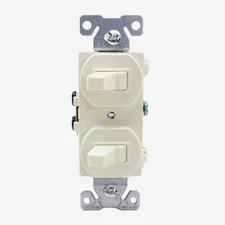 Cooper Almond Double Toggle Duplex Wall Light Switch 15A Single Pole 271A