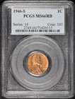1946-S Lincoln Wheat Cent PCGS MS-66 RD