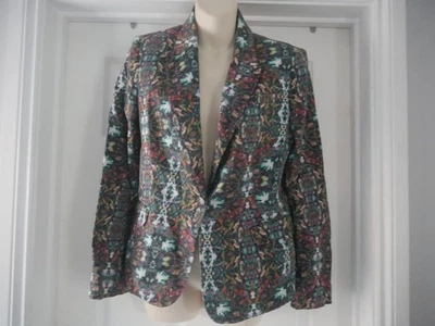 Zara Basic Jacket Ladies Size Multicoloured Blazer Abstract Floral Flower Print - Image 1 of 4
