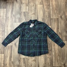 90 Eddie Bauer Shacket Green Plaid Sherpa Lined Flannel Shirt Jacket Women Sz L