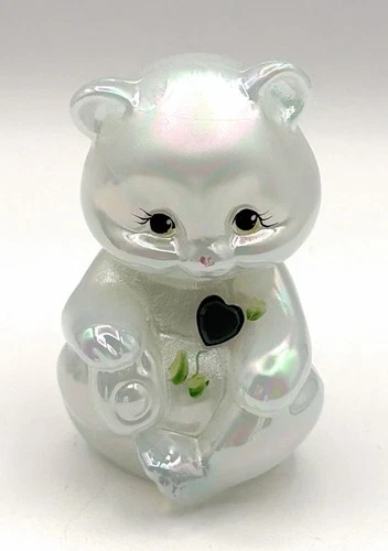 Fenton Iridescent Glass Bear Figurine | Hand Painted 100th Anniversary / Signed