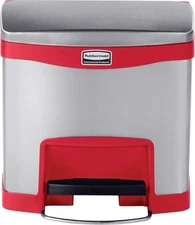 4 Gallon Rubbermaid Slim Jim Step On Trash Can (Red Accent)