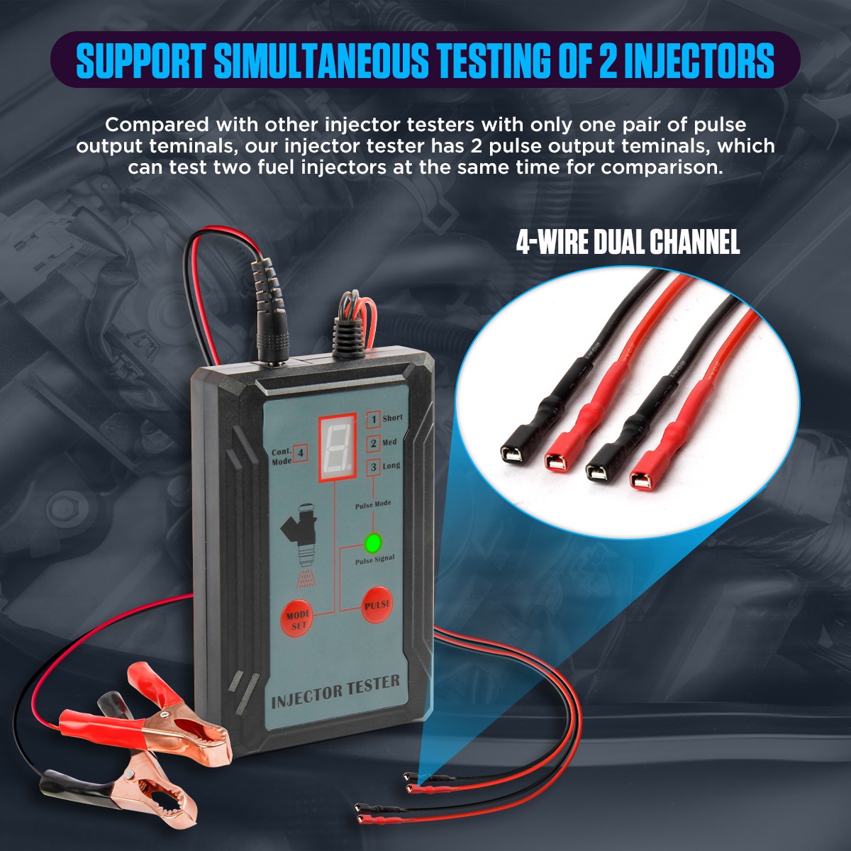 Automotive Fuel Injector Tester Cleaner Kit DIY Cleaning Tools w/8 Pulse Modes