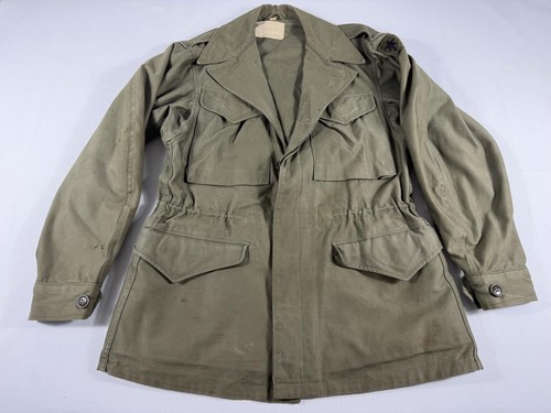 Vintage 40s US Army M-1943 Field Jacket 34R Sigmund Eisner OD Green Cotton