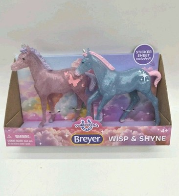 Breyer Paddock Pals Unicorns Wisp & Shyne 5'' Pink Blue Glittery W/ Stickers NEW!