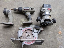 Porter Cable 19.2v Cordless Hammer Drill, Router, Ricip saw, & Light 