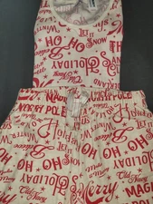 NEW Old Navy Holiday PJs Lounge 2pc Set Small Tall ST Flannel Pants Thermal Top 
