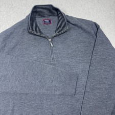Untuckit Sweater Mens 3XL Quarter Zip Merino Wool Grey Long Sleeve