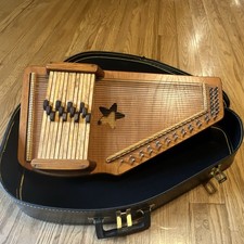 15 Chord Handmade Autoharp String Instrument, Natural Brown Wood w/ Hard Case