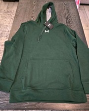Under Armour UA Men's Hustle Dark Green Loose Fit Fleece Hoodie Size S