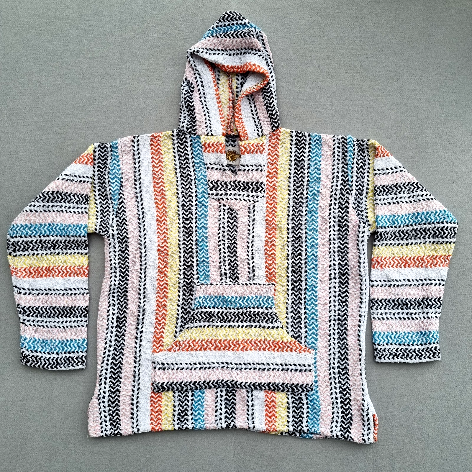 Earth Ragz Mexican Baja Hoodie Womens Small Multicolor Long Sleeve Pullover