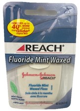   2008 Johnson  Johnson REACH Fluoride Mint Waxed Floss 55 YD NEW / SEALED  