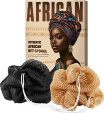 Authentic African Net Sponge with Knots - Afro Scrub Exfoliating Net Sponge for