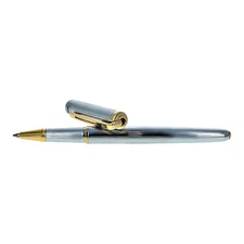 Regal Thames Rollerball Pen, Polished Chrome, Gold Trim