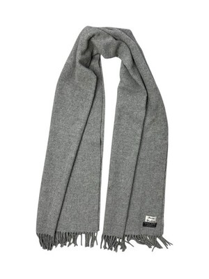Acne Studios Virgin Wool Scarf Grey Fringed Made In Italy Unisex