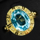 Mint Blue Paraiba Tourmaline 3.15Ct 925 Sterling Silver 24K Gold Rings Size 7