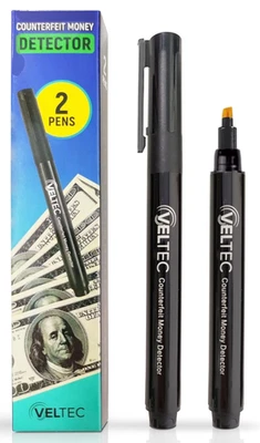 BRANDED Money Bill (2 Counterfeit Pens) - Counterfeit Bill Detector Pen with Upgraded