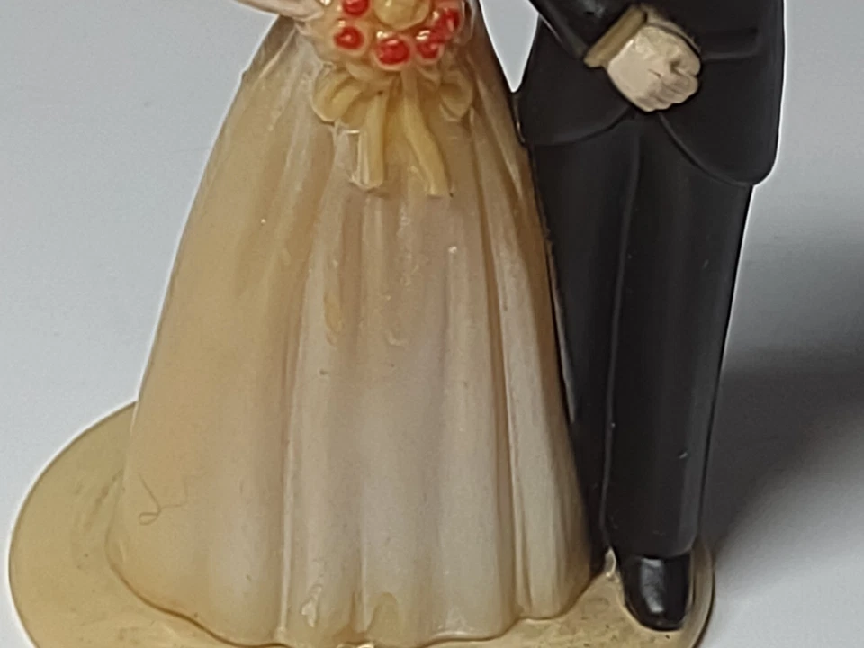 Vestido de Boda Vintage Topper 3" Apro Celuloide Hombro Descubierto Negro Esmoquin Cabello Marrón Foto 3 de 4