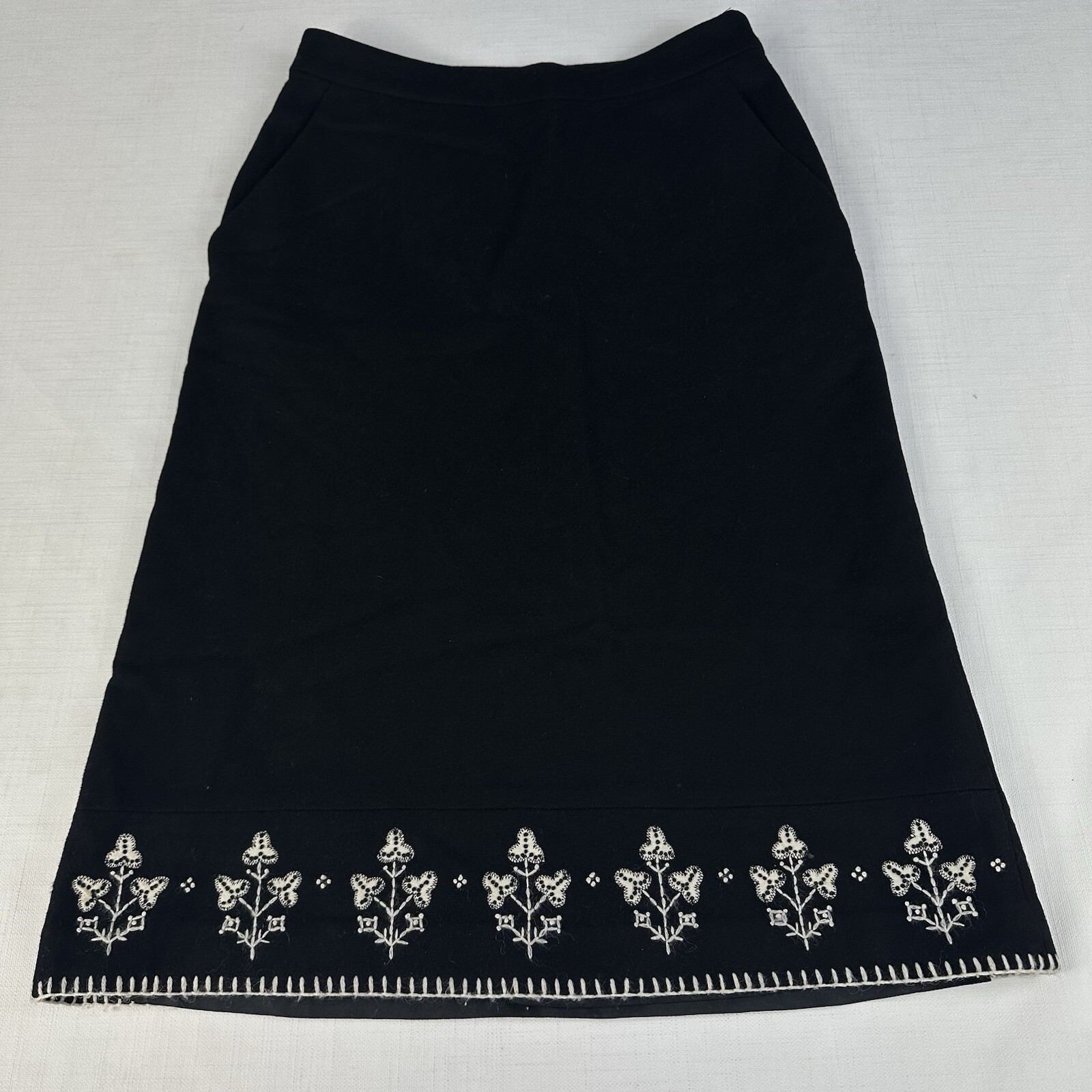 Ann Taylor Womens Black Wool Cashmere Skirt US4 AU8 with Pockets Lined