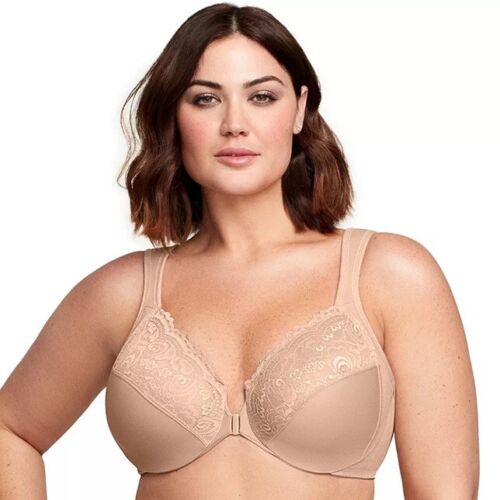 Glamorise Wonderwire Front-Closure Underwire Bra 1245 Cafe 40D NWT