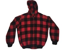 Remarkable 100 Wool checkevtg red Buffalo Plaid JACKET Hooded Os New Zealand