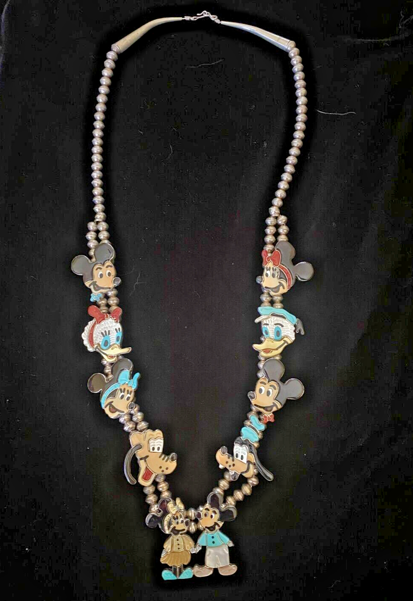 Vintage Native American Zuni Handmade Disney Necklace and Mickey