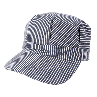 Hickory Blue & White Stripe 100% Cotton Train Conductor Engineer Cap Hat