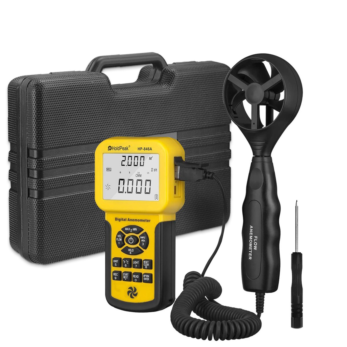 Pro Anemometer Handheld CFM Meter HVAC Wind Speed Gauge Max 45m/s HP-856A USB-PC
