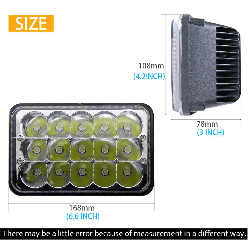 4pcs 4x6" LED Headlights HI-LO Beam Lamp for Chevy Pickup 1981-87 C10 K10 Blazer - Image 2 of 4