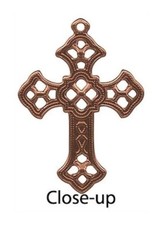 12 Antiqued Copper Plated Brass Filigree 26x19mm Cross Charms