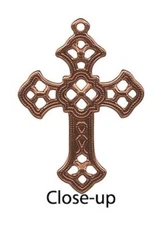 12 Antiqued Copper Plated Brass Filigree 26x19mm Cross Charms *