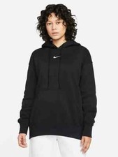 NWT Nike Women's Size XS Oversized Hoodie Fleece Center Swoosh Black