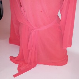 Vintage Victoria Secret Robe Kimono One Size Sexy Orange Sheer Tie Waist 2000