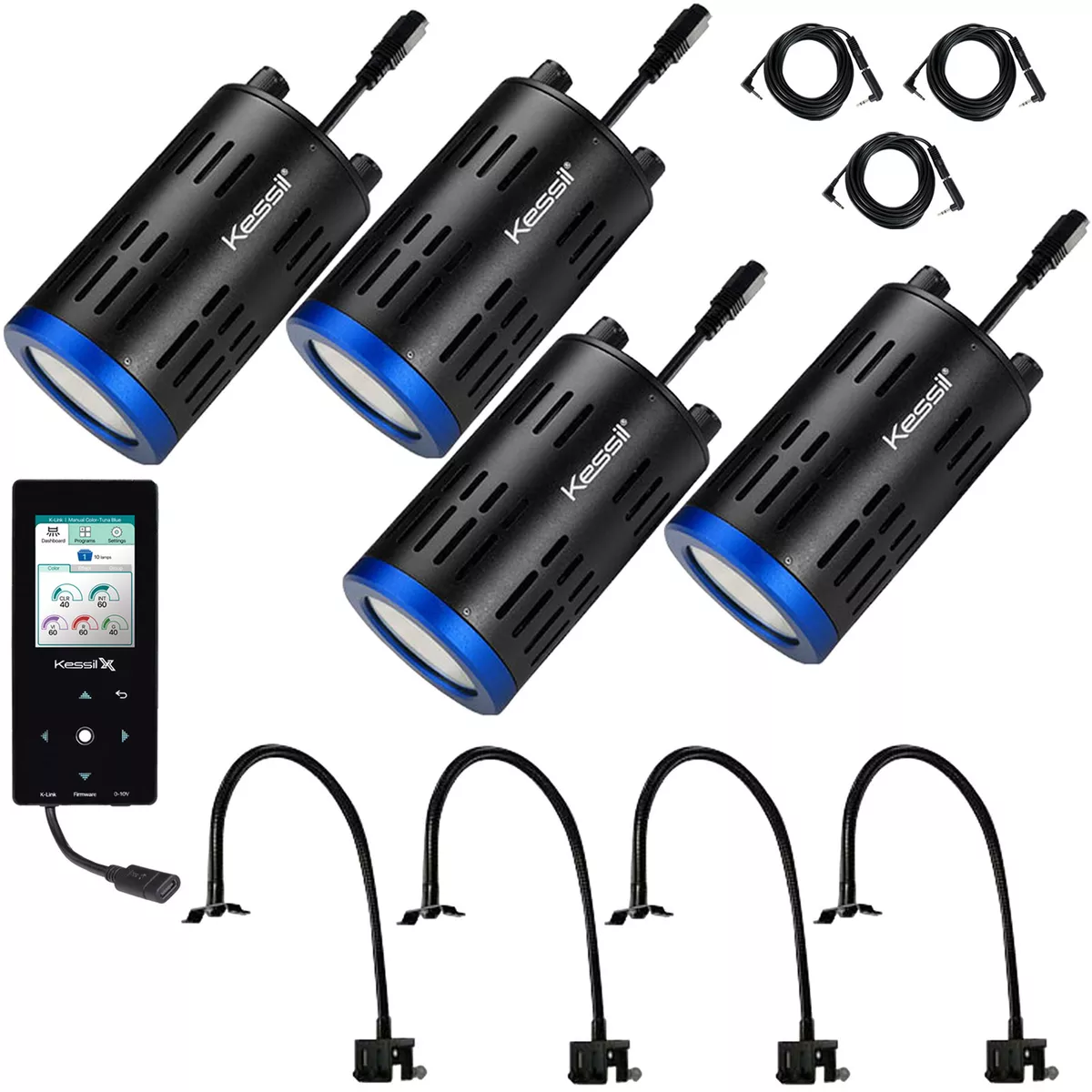 Kessil REEF QUAD 4x A160WE Tuna Blue 4x Gooseneck 3xCable & Spectral ControllerX