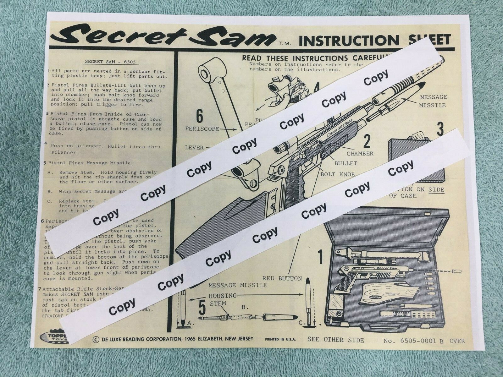 Secret Sam Spy Attache Case Double-sided Instruction Sheet