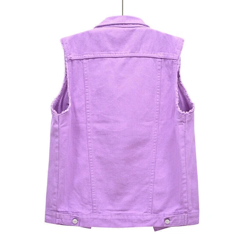 Stretch Cotton Denim Waistcoat Jacket Unisex Jean Gilet Sleeveless Jacket 2024@ - Picture 16 of 22