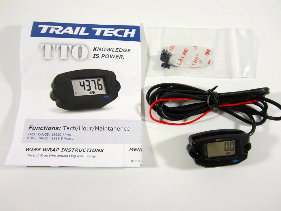 Trail Tech TTO Tach Hour Botón Delantero Calibre Digital Negro Todo Gas Motor 742-A00 Foto 3 de 4