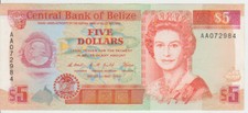 Belize 5 Dollars 1990 Pick 53a UNC AA