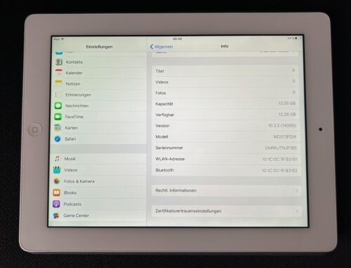 Apple iPad 4. Generation 16 GB A1458 weiß, Modell MD513FD/A - Bild 1 von 9