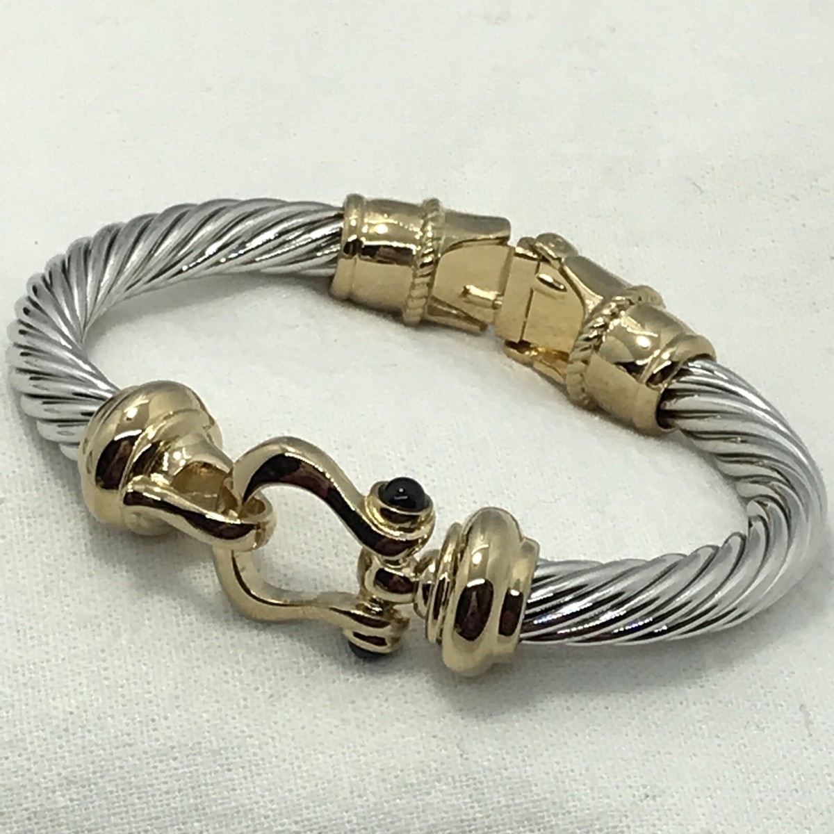 ブレスレット LANARCHIVE twisted square bracelet Vintage T * J 2-Tone Twisted Cable Renaissance Hinged Bangle