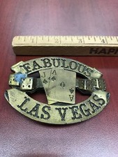 Fabulous Las Vegas Vintage Brass Belt Buckle Ace Of Spades Dice Heavy 1976 Dezy