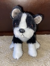 Wild Republic Plush Boston Terrier Black White Dog Stuffed Plush Realistic EUC