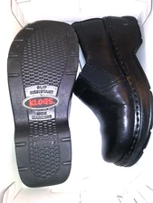Klogs Womens Slip On Clogs Work Nurse Shoes Slip Resistant Black Leather Size 6M