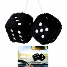 1 Pair Auto Black Fuzzy Dice Vintage Car Plush Hanging Rearview Mirror 2.7 1 Pair Auto Black Fuzzy Dice Vintage Car Plush Hanging Rearview Mirror 2.7