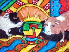GUINEA PIG Drinking Coffee 11x14 Cavy Art Giclee Print Signed by Artist KSams